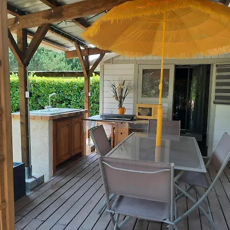 Mobil Sur Grand Terrain Cloture Et Arbore Camping *